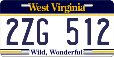 WV license plate 2ZG512