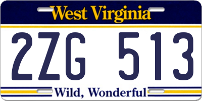 WV license plate 2ZG513