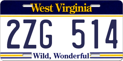 WV license plate 2ZG514