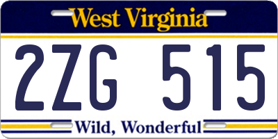 WV license plate 2ZG515