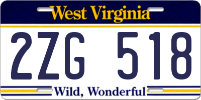 WV license plate 2ZG518