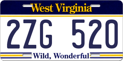 WV license plate 2ZG520