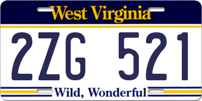 WV license plate 2ZG521