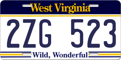 WV license plate 2ZG523