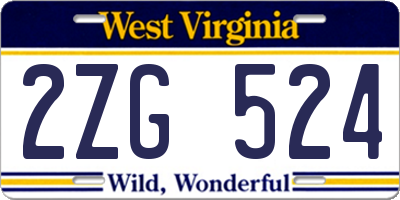 WV license plate 2ZG524