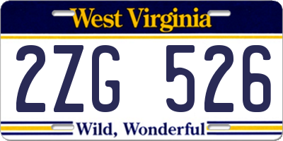 WV license plate 2ZG526