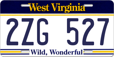 WV license plate 2ZG527