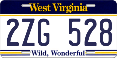 WV license plate 2ZG528