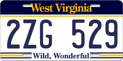 WV license plate 2ZG529
