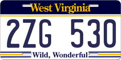 WV license plate 2ZG530