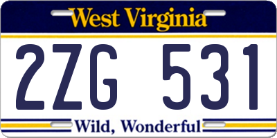 WV license plate 2ZG531