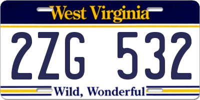 WV license plate 2ZG532
