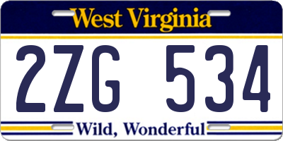 WV license plate 2ZG534