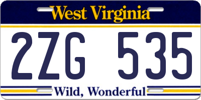 WV license plate 2ZG535