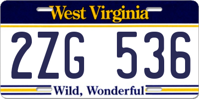 WV license plate 2ZG536