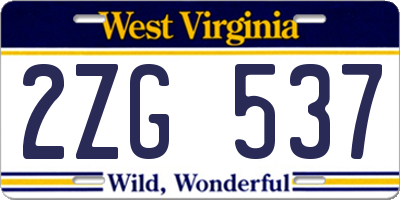 WV license plate 2ZG537