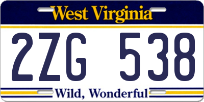WV license plate 2ZG538
