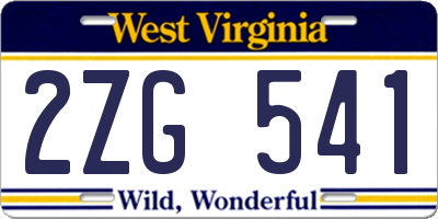 WV license plate 2ZG541