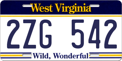 WV license plate 2ZG542