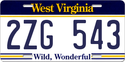 WV license plate 2ZG543