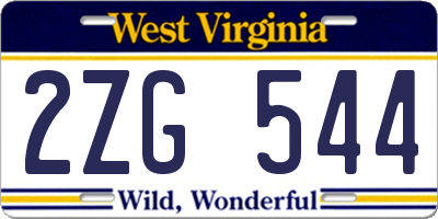 WV license plate 2ZG544