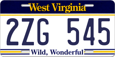 WV license plate 2ZG545