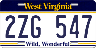 WV license plate 2ZG547