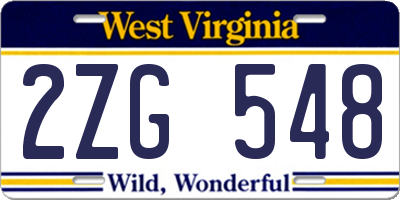 WV license plate 2ZG548