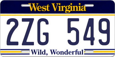 WV license plate 2ZG549
