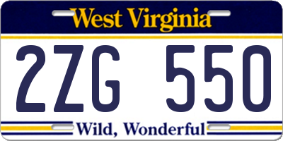 WV license plate 2ZG550