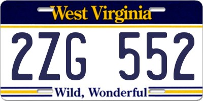 WV license plate 2ZG552