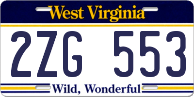 WV license plate 2ZG553