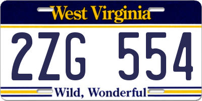 WV license plate 2ZG554
