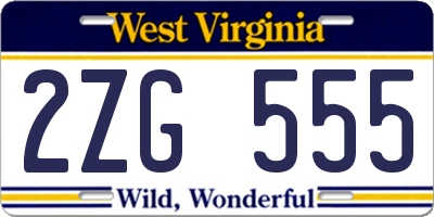 WV license plate 2ZG555