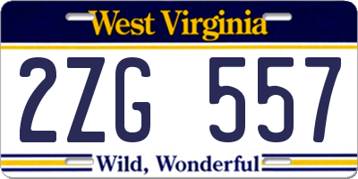 WV license plate 2ZG557