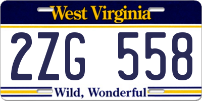 WV license plate 2ZG558