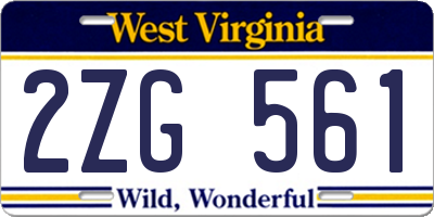 WV license plate 2ZG561