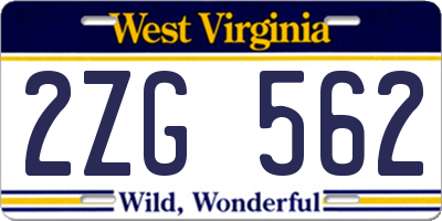 WV license plate 2ZG562
