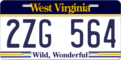 WV license plate 2ZG564