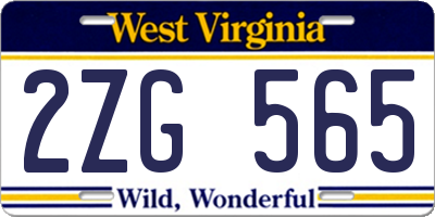 WV license plate 2ZG565