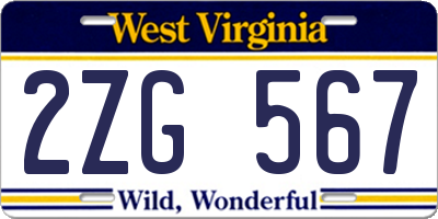 WV license plate 2ZG567