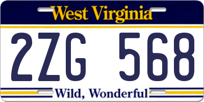 WV license plate 2ZG568