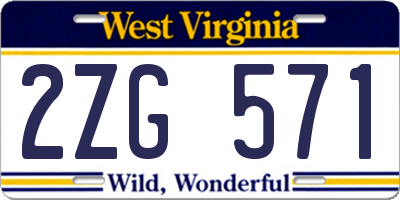 WV license plate 2ZG571
