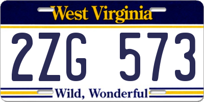 WV license plate 2ZG573