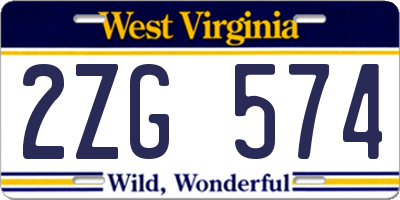 WV license plate 2ZG574