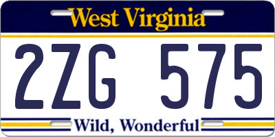WV license plate 2ZG575