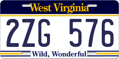 WV license plate 2ZG576