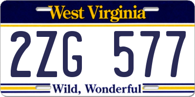 WV license plate 2ZG577