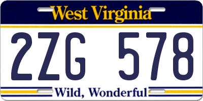 WV license plate 2ZG578