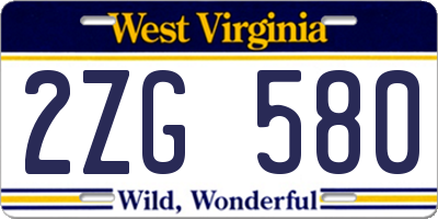 WV license plate 2ZG580